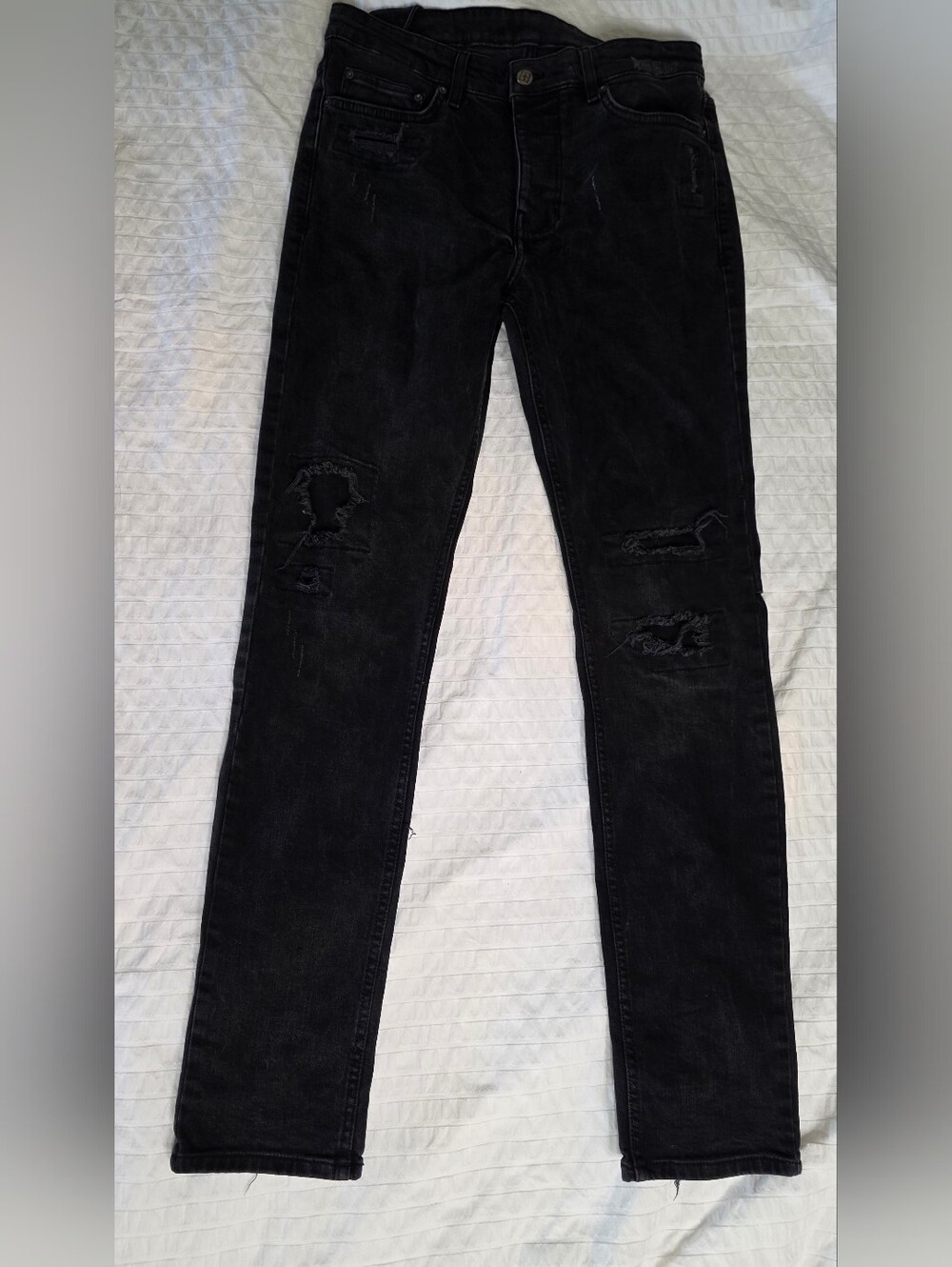 Ksubi Men Ash Black Stretch Distressed Jeans Sz 32